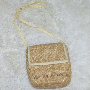 Handcrafted Tan Straw Crossbody Bag